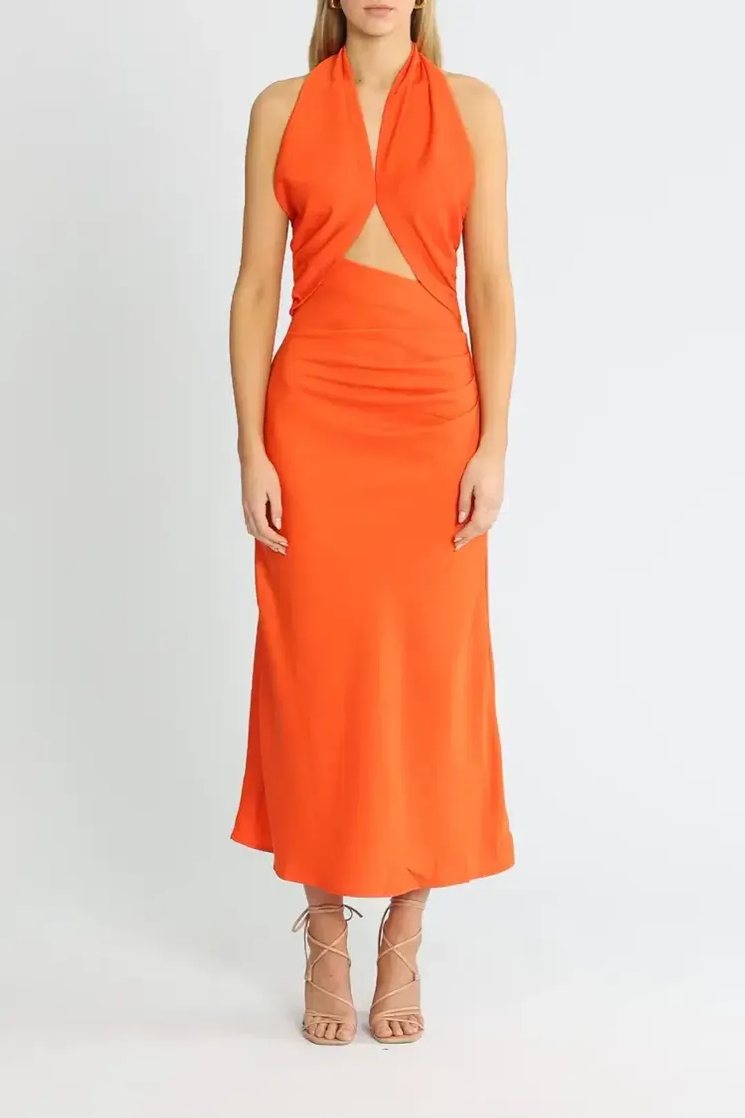 Misha Linnea Midi Dress Orange Size 10/M for rent on The Volte - main image