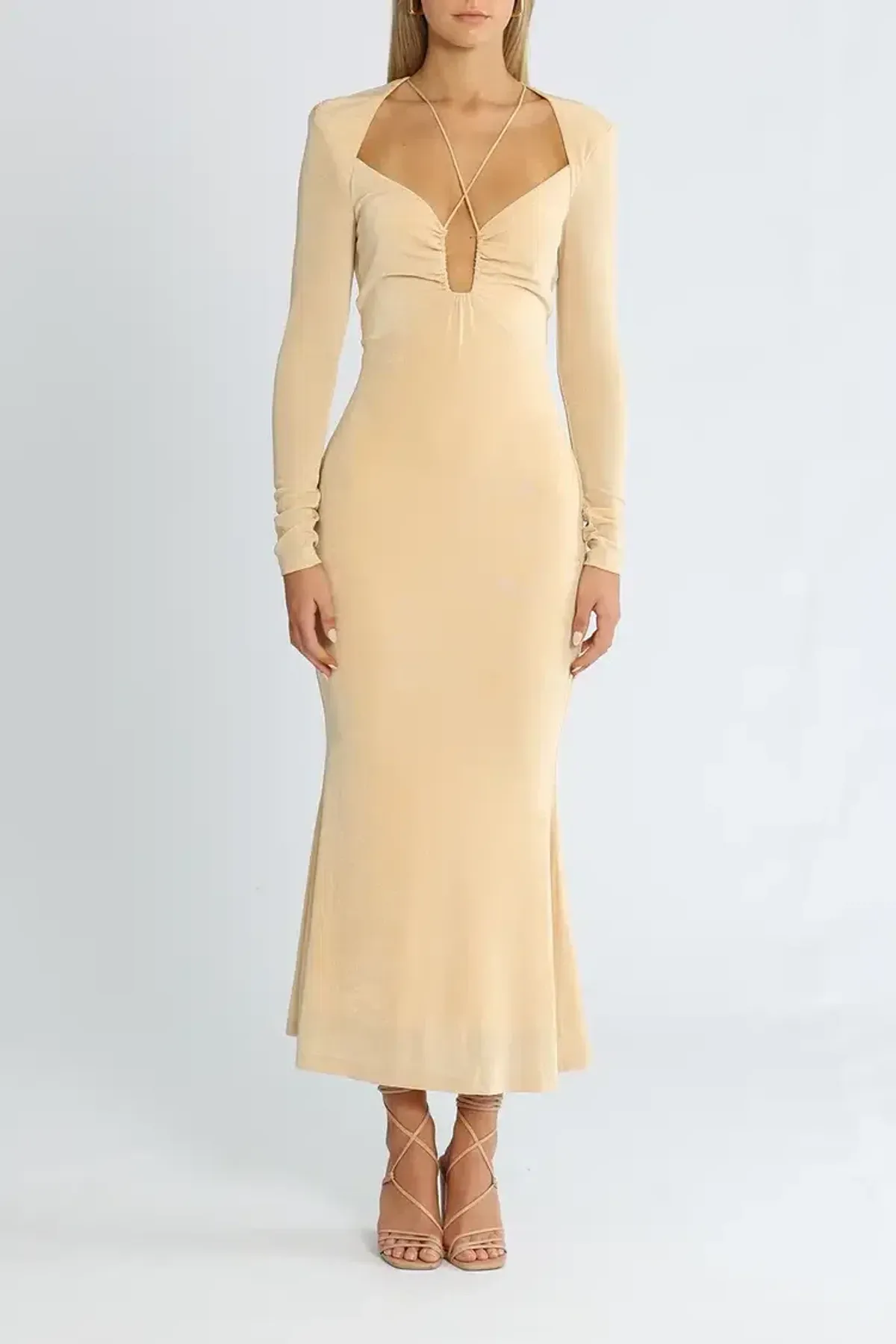 MISHA Engracia Midi Dress Champagne Size 12 - Image 1