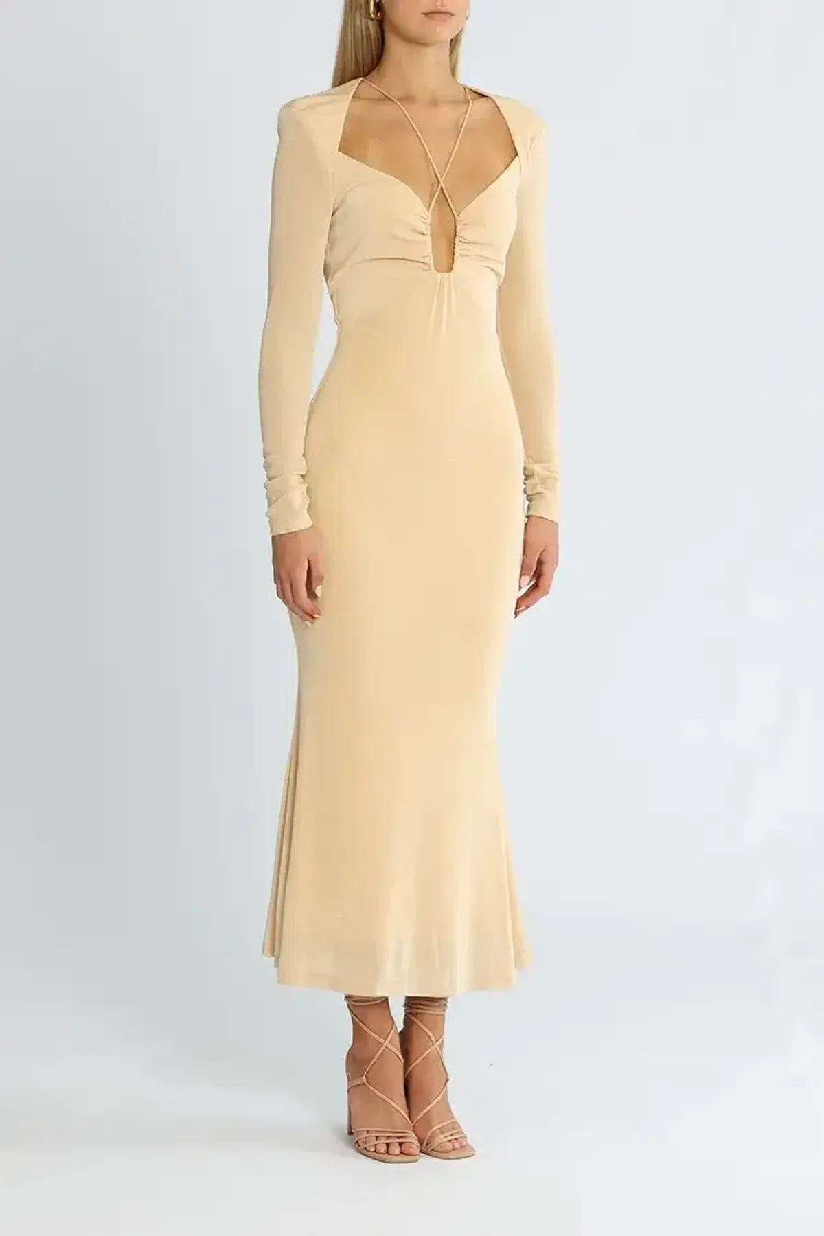 MISHA Engracia Midi Dress Champagne Size 8/S - Image 2