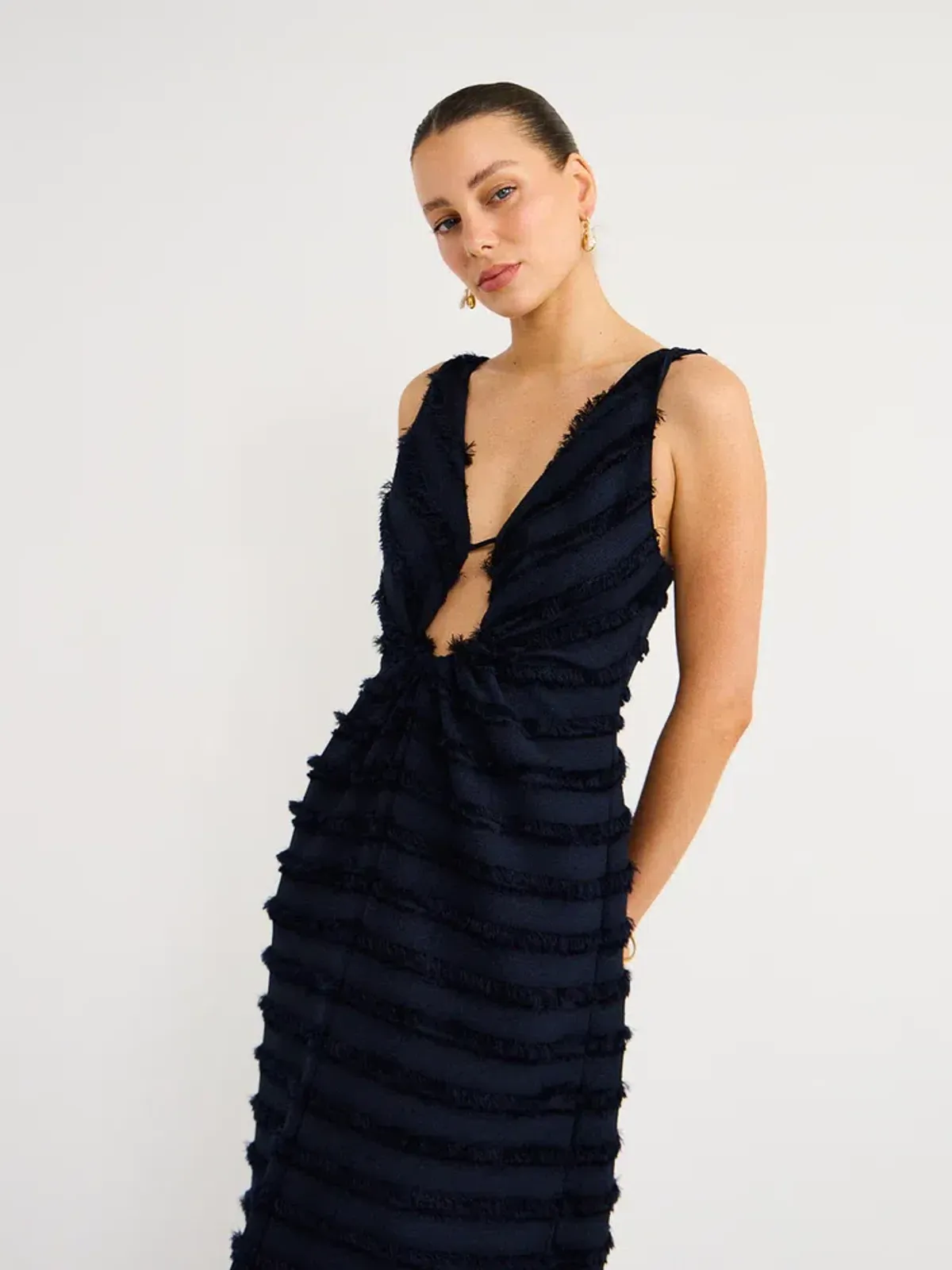 One Fell Swoop Alexa Dress in Midnight Flounce Size 8 - Image 3