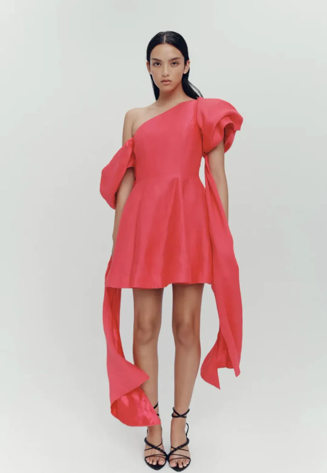 Aje Arista Tulip Sleeve Mini Dress Bougainvillea Red Size 12 for rent on The Volte - main image