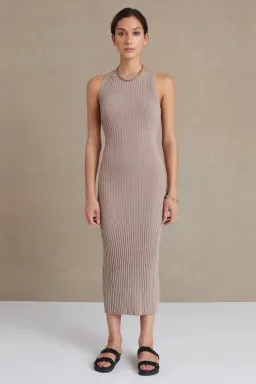Bec & Bridge Lyla Knit Midi Dress in Fawn Size AU 6 for rent on The Volte - image 1