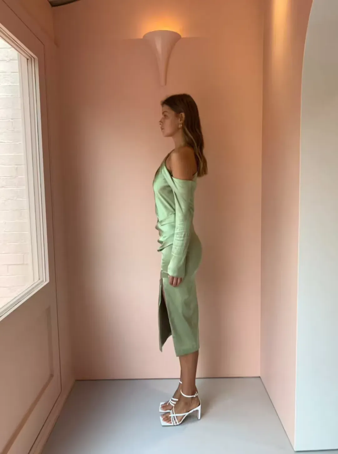 Manning Cartell Style Code Asym Midi Dress in Pistachio Green Size AU 6 for rent on The Volte - main image