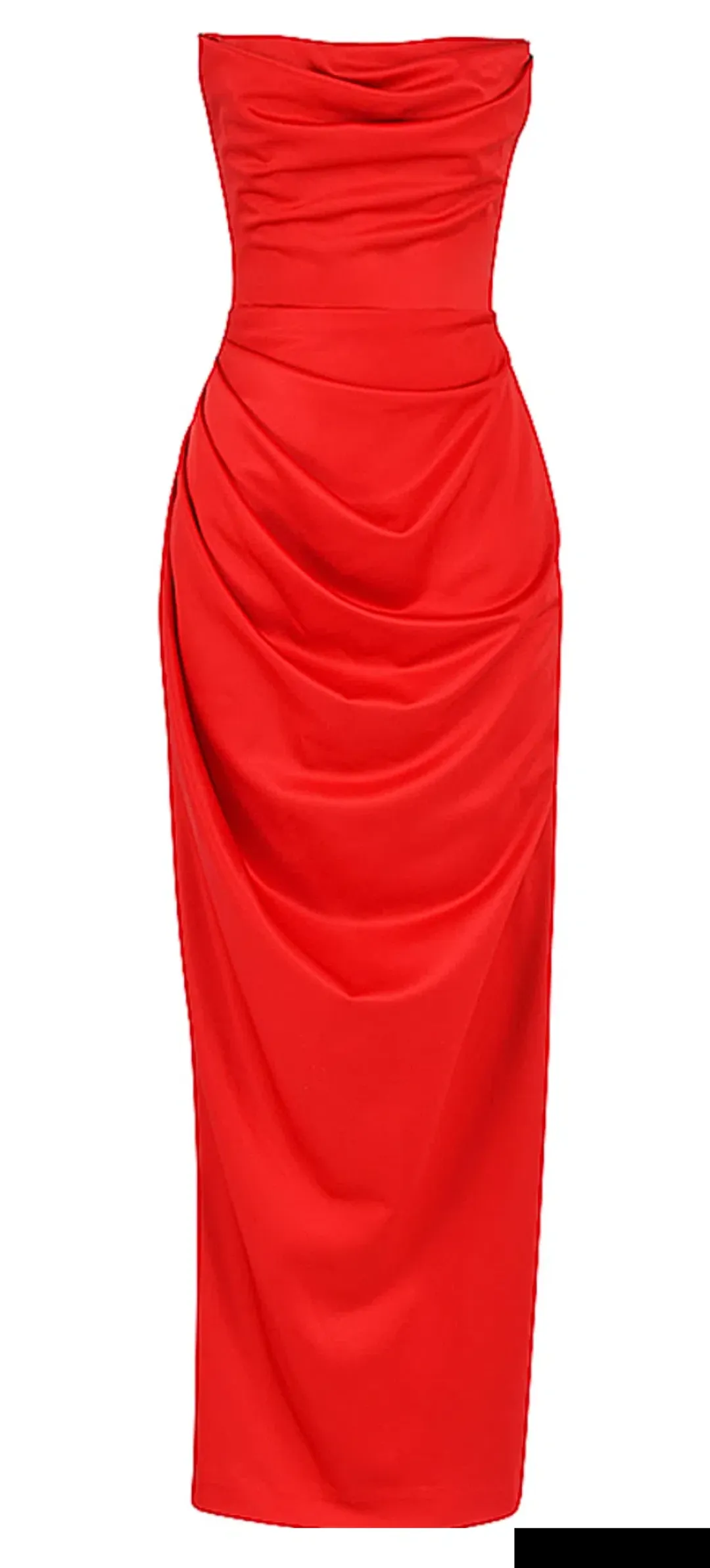 House of CB Adrienne Scarlet Satin Strapless Gown size 12 for rent on The Volte - main image