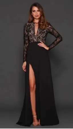 Elle Zeitoune Alexandria Gown Black Size 10 for rent on The Volte - image 1