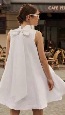 DISSH AISLE WHITE LINEN PANEL MINI DRESS WHITE SIZE 14 for rent on The Volte - image 2