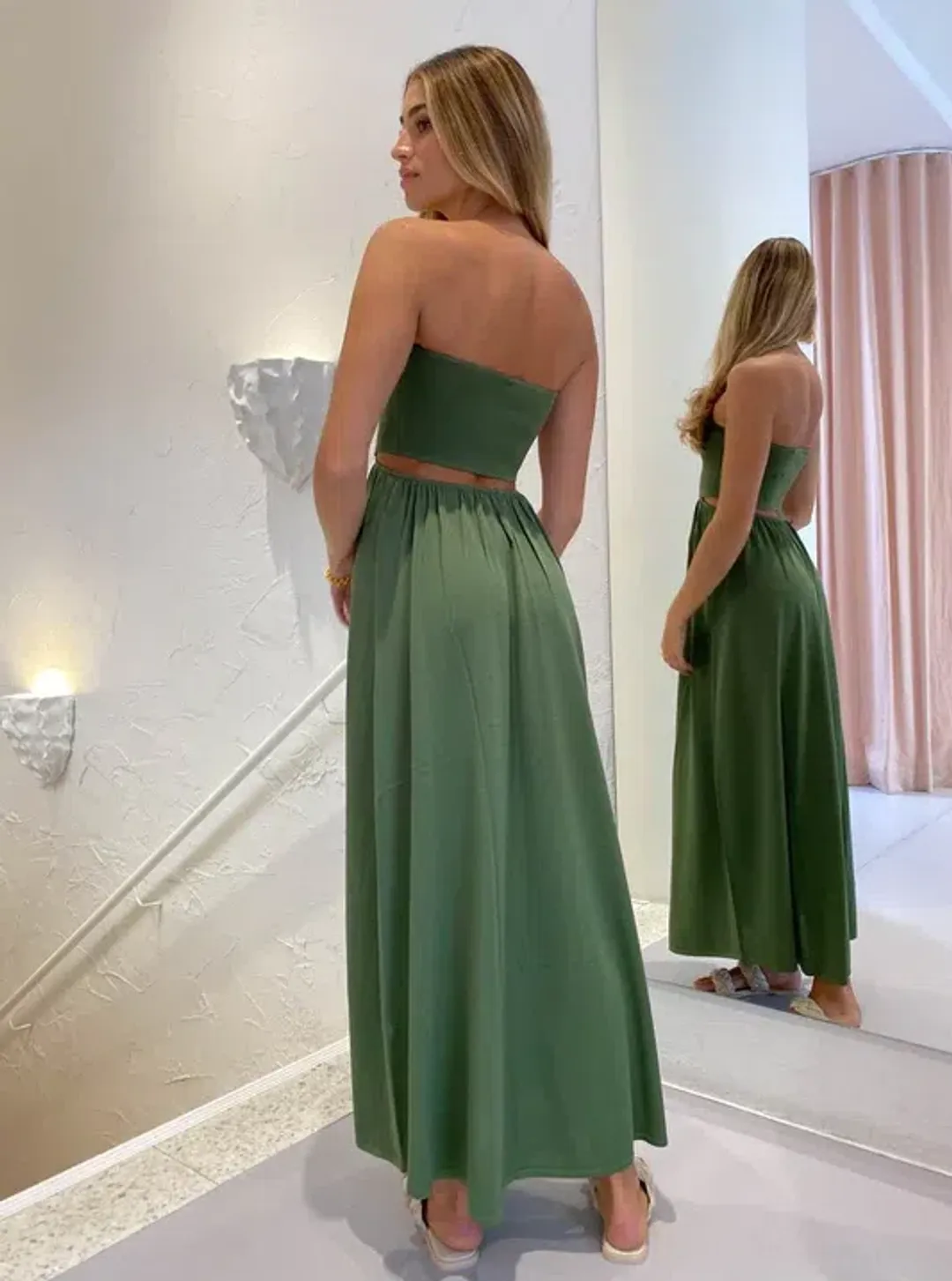 Bec & Bridge Miranda Knit Dress Olive Size 12 for rent on The Volte - main image