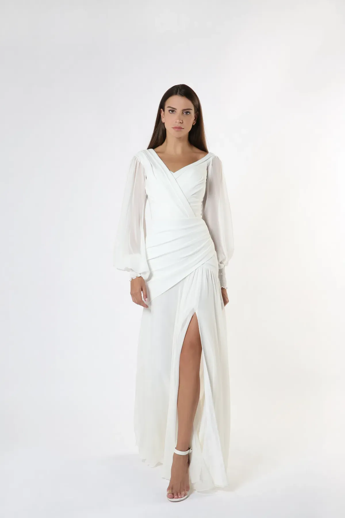 Zeena Zaki SS21-05-WHT Gown White Size S /Au 6 - Image 3
