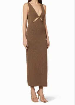 Bec & Bridge Zahara Knit Midi Dress Twig Brown Size XS/Au 6 for rent on The Volte - image 3