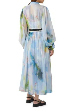 Leo Lin Cassie Tie Neck Midi Dress Willow Print Size 6 for rent on The Volte - image 2