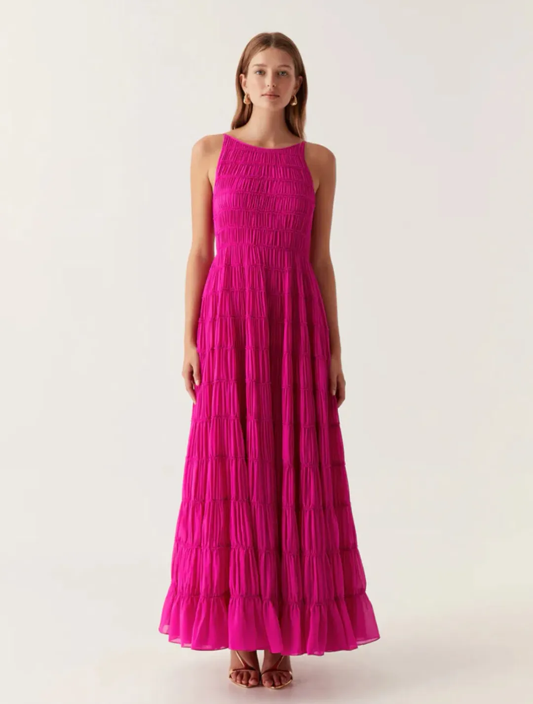 Aje Rosewood Ruched Gown Magenta Size 14 for rent on The Volte - main image