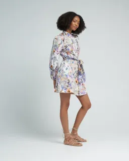 Zimmermann Tama Belted Mini Dress in Diamond Splice Floral Size OP/ Size 6 for rent on The Volte - image 2