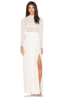 Self Portrait ‘lace Military’ Pleated Crochet Maxi Dress In White Size 8 for rent on The Volte - image 2