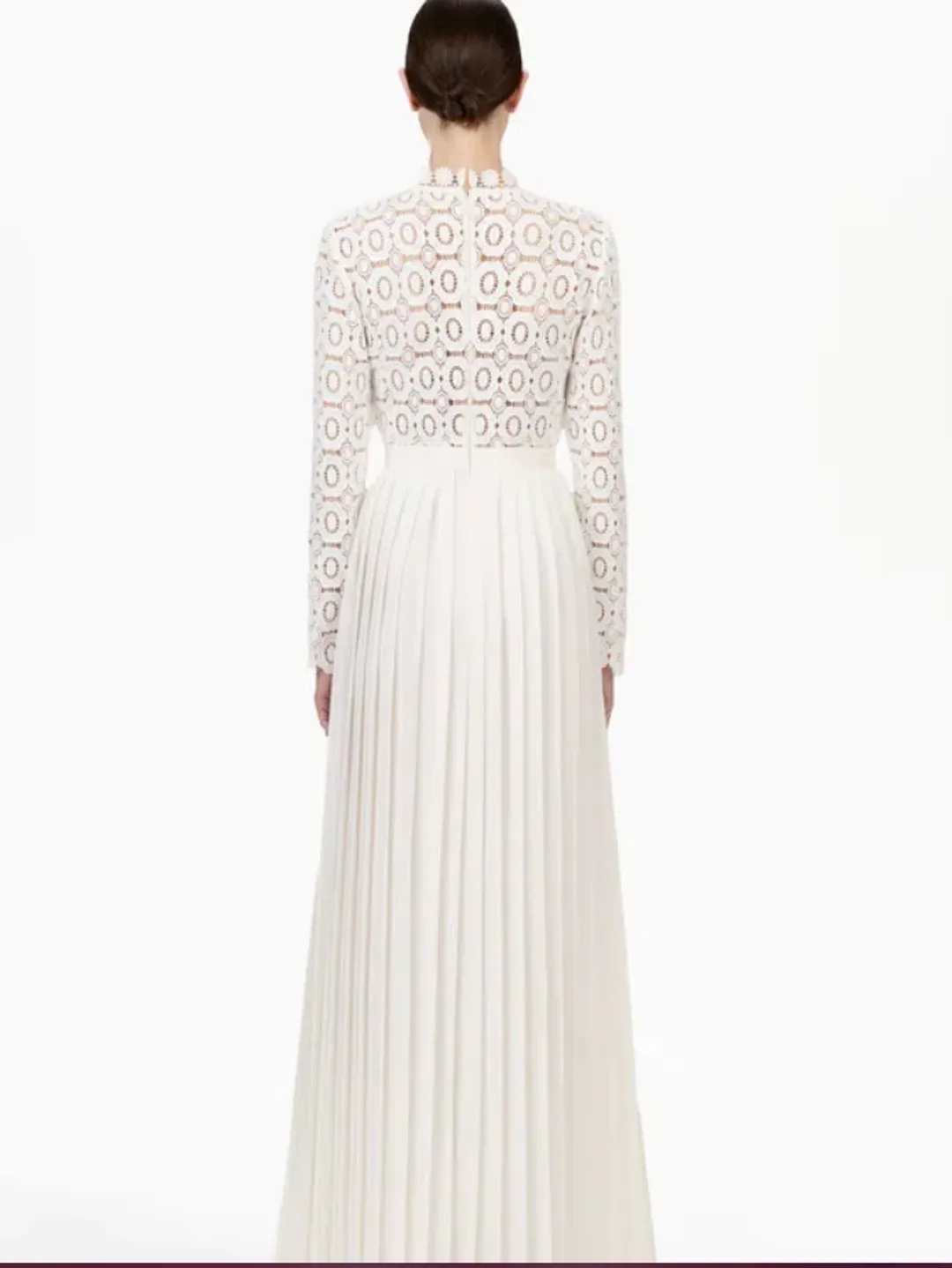 Self Portrait ‘lace Military’ Pleated Crochet Maxi Dress In White Size 8 for rent on The Volte - main image