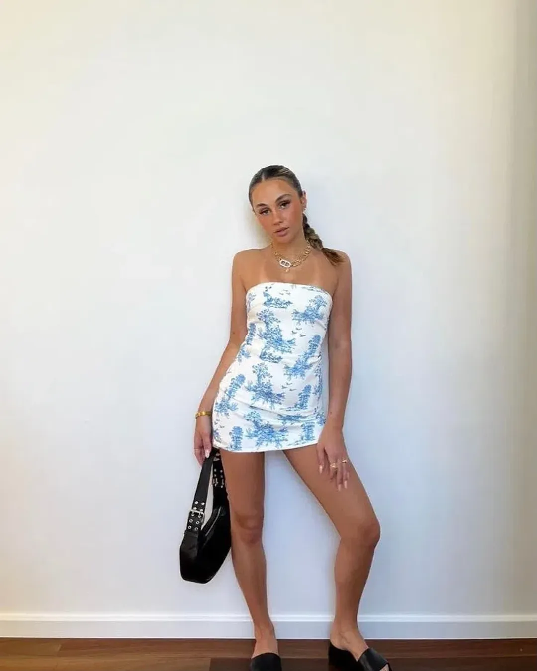 RQ the Label Paloma Dress Blue Toile Size 8 for rent on The Volte - main image