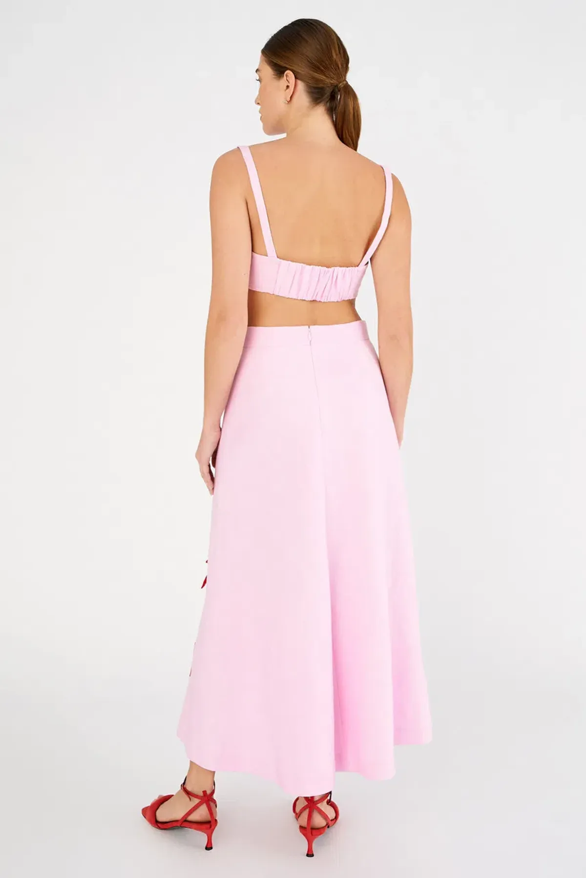 Oroton Contrast 3D Flower Skirt A-Line in Rose/Poppy Size AU 8 - Image 2