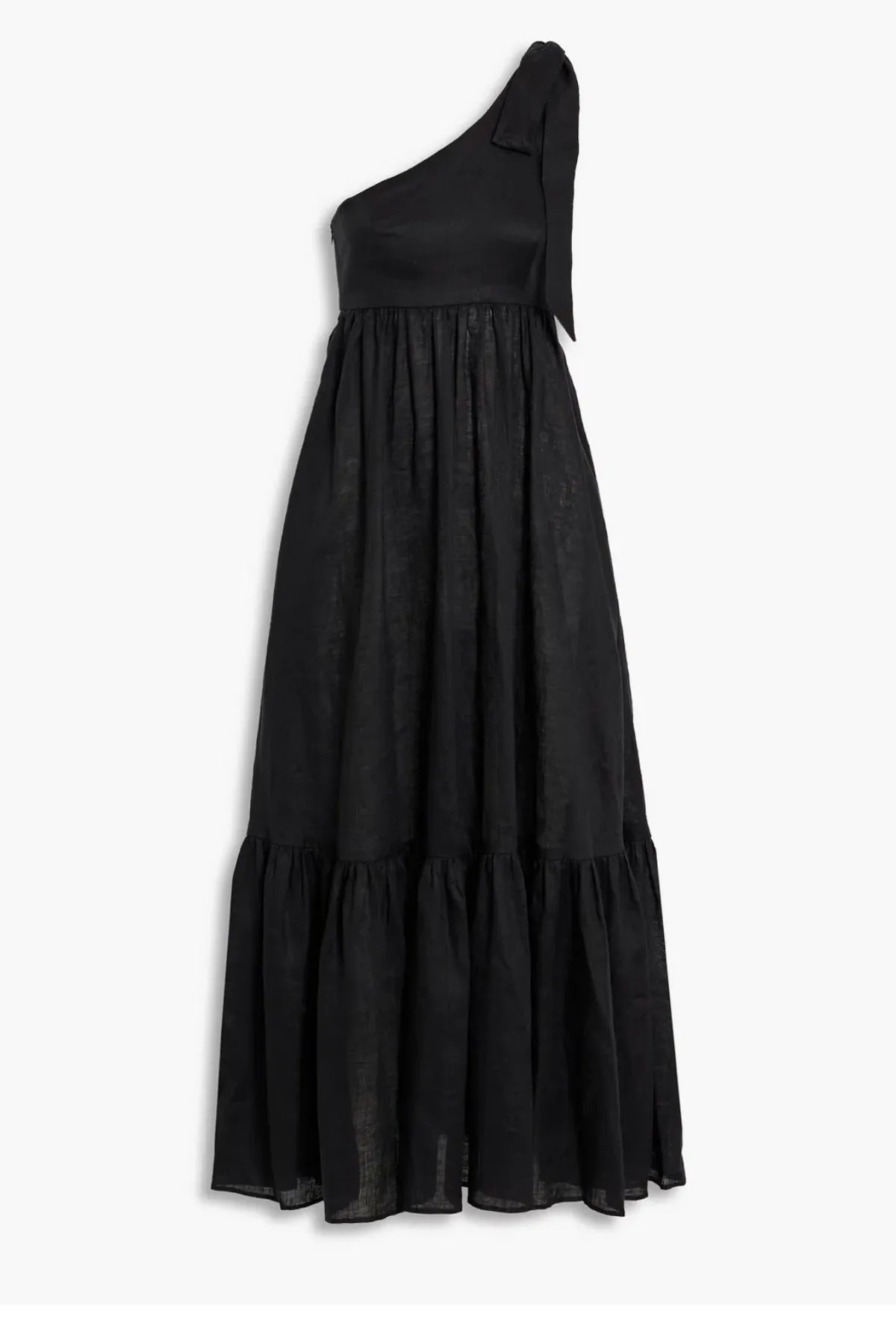 Zimmermann Juliette Bow One Shoulder Linen Maxi Dress Black Size 1 / AU 10 - Image 4