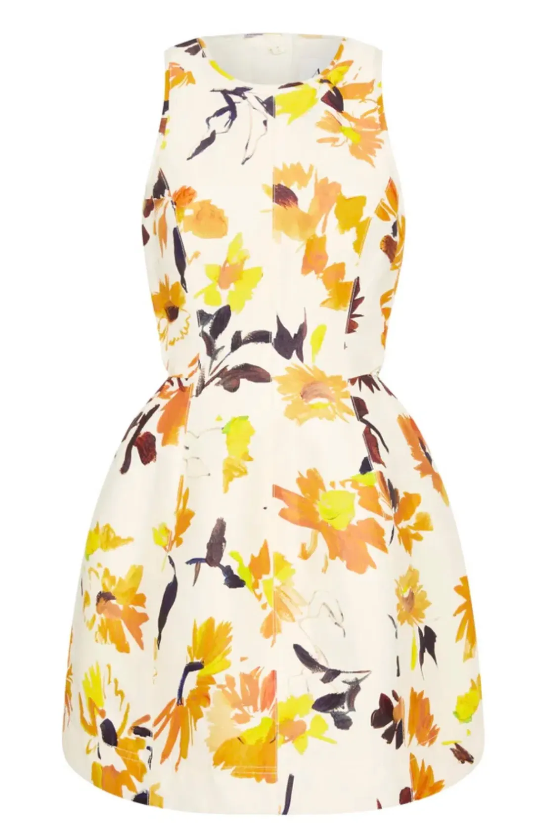 Aje Tulip Cut Out Mini Dress Pressed Sunflowers Size AU 12 for rent on The Volte - main image