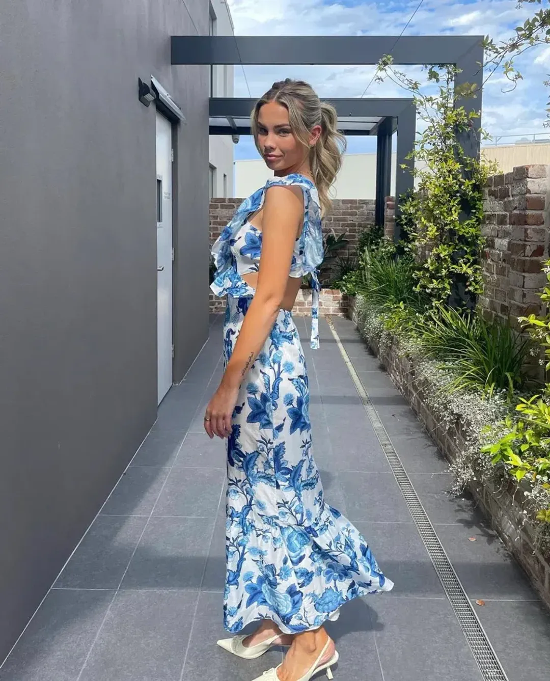 Sir The Label Amaris Frill Midi Dress Blue Size AU 10 for rent on The Volte - main image