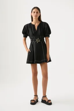 Aje Beacon Structured Mini Dress Black Size 10 for rent on The Volte - image 1