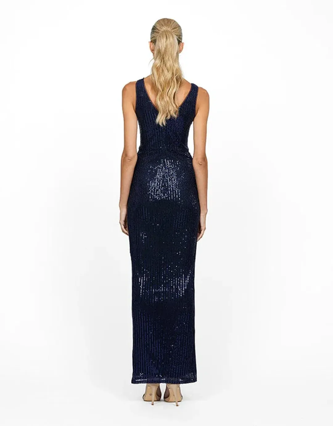 Bariano Delilah Cowl Maxi Dress Navy Size 6 for rent on The Volte - main image