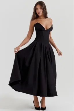 House of CB Lady Black Strapless Midi Dress Black Size S / AU 6 for rent on The Volte - image 2