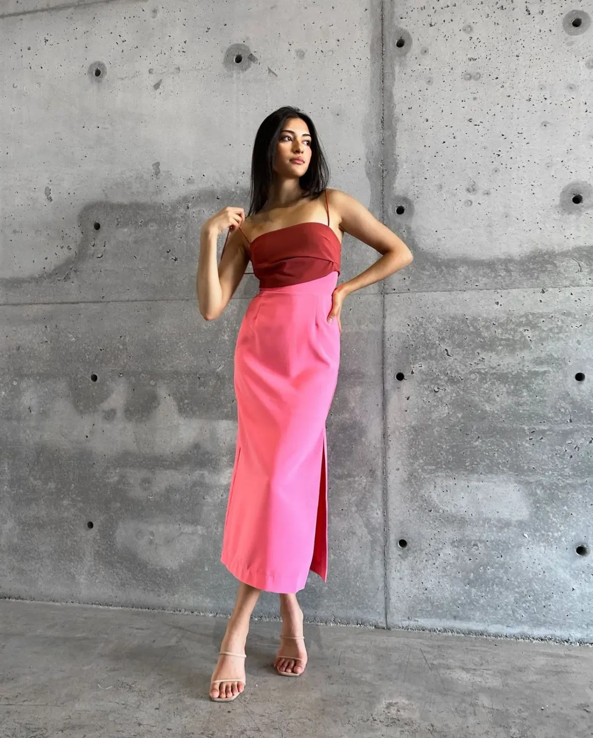 Pasduchas Ace Contrast Midi Dress Pink Red Size 8 - Image 1