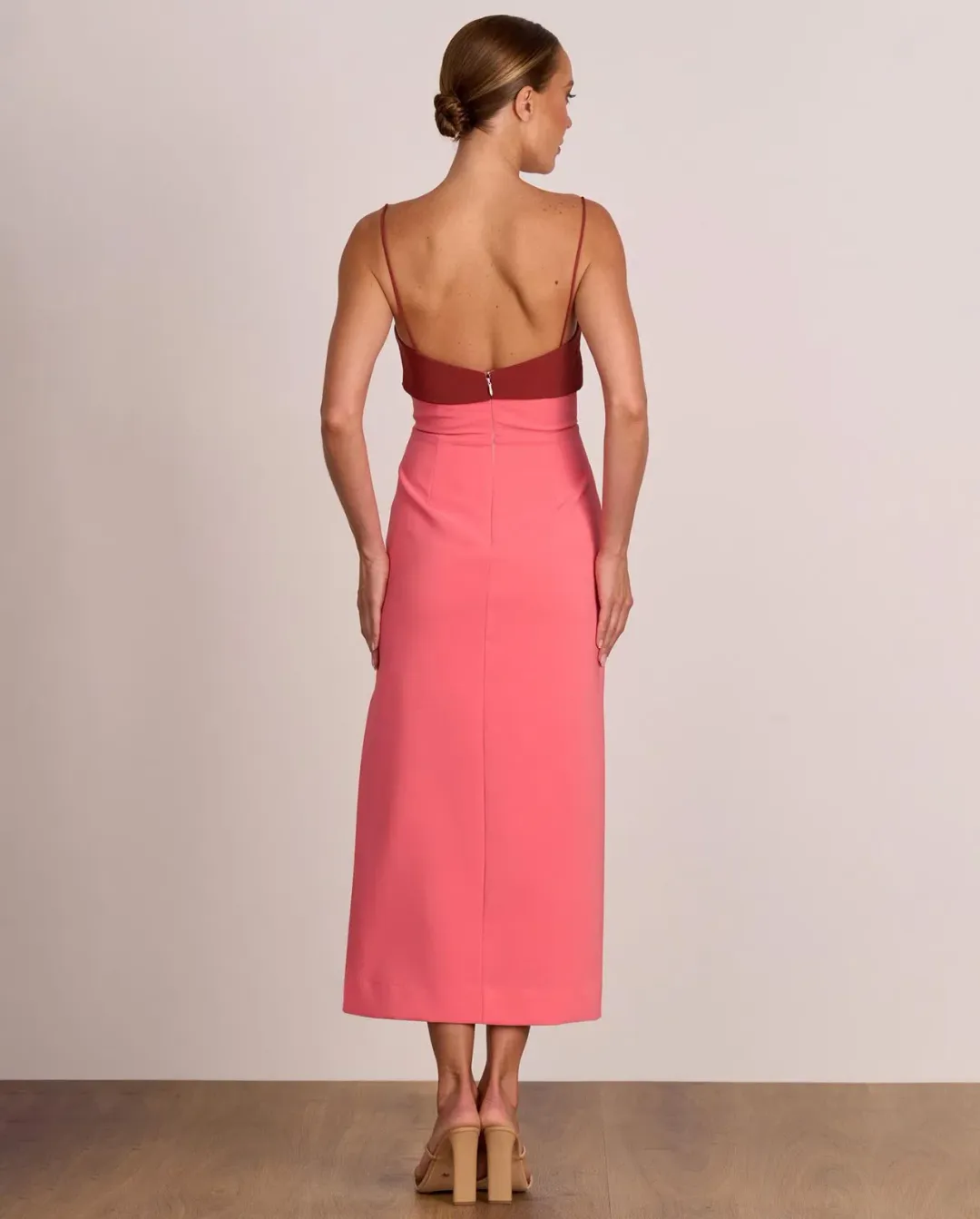 Pasduchas Ace Contrast Midi Dress Pink Red Size 8 for rent on The Volte - main image