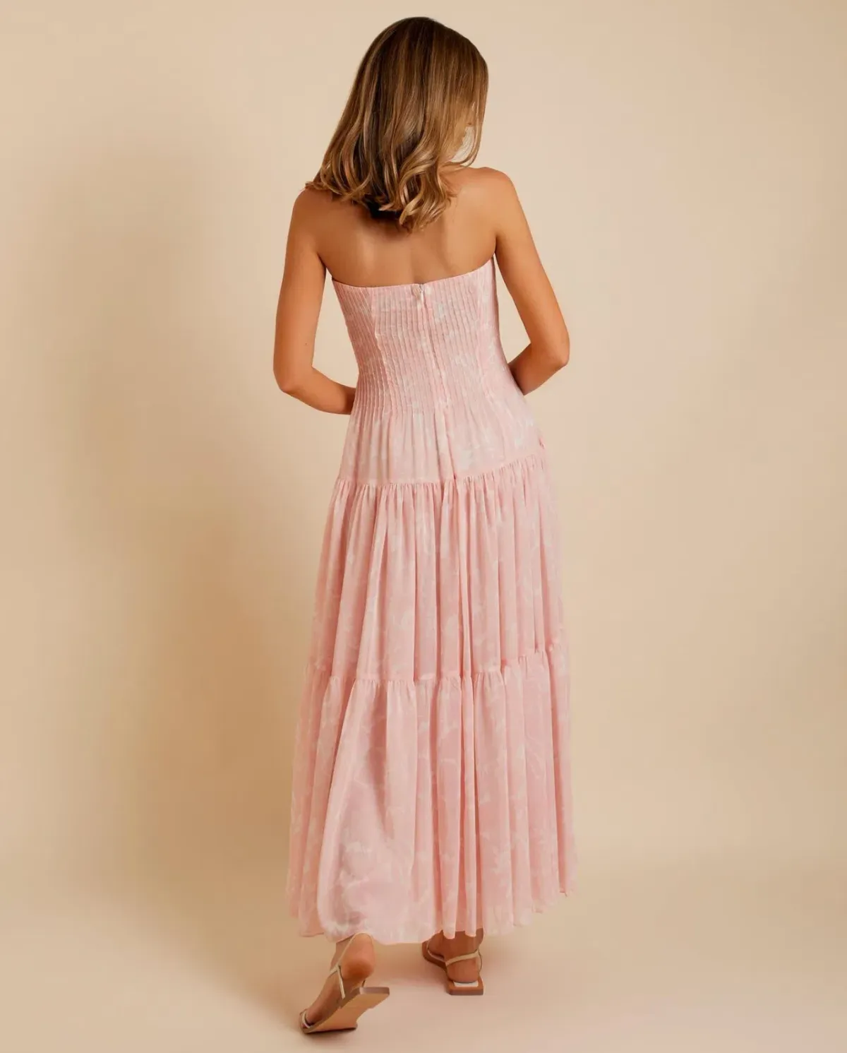 Lover Marigold Pleated Maxi Dress Pink Size 8 - Image 5