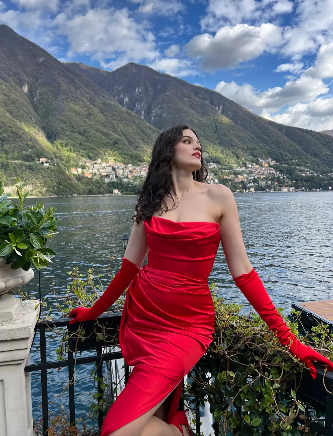 House of CB Adrienne Satin Strapless Dress Red Size S/ AU 8 for rent on The Volte - main image