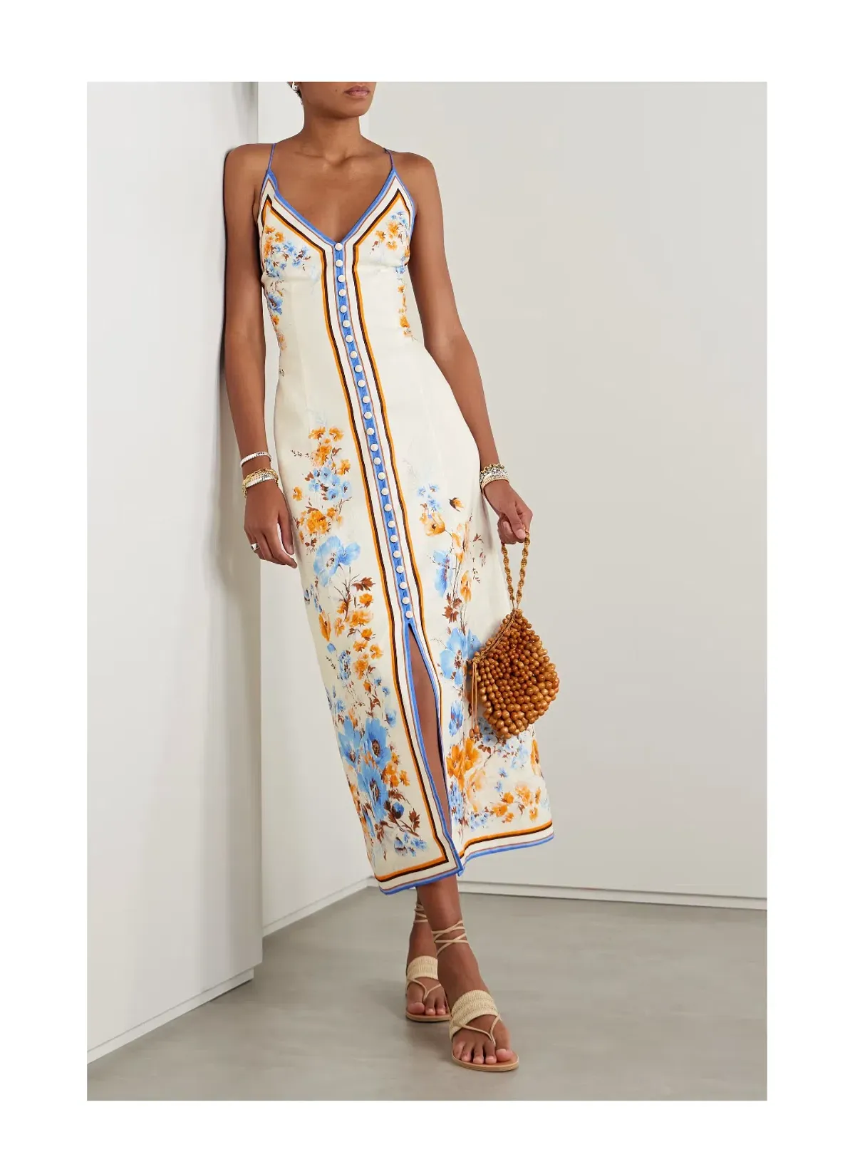 Zimmermann Halcyon Printed Linen Midi Dress White Floral Size 0/AU 8 - Image 3