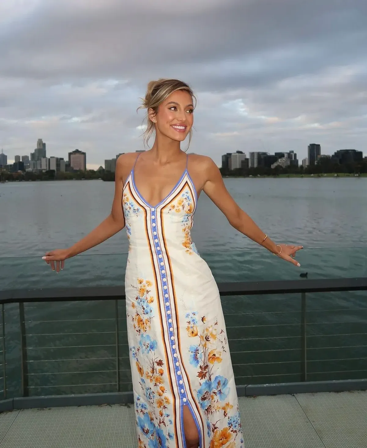 Zimmermann Halcyon Printed Linen Midi Dress White Floral Size 0/AU 8 - Image 1