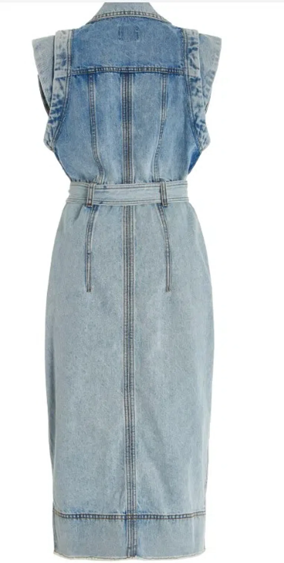 Aje Belmond Belted Denim Midi Dress Blue Size 10 - Image 3