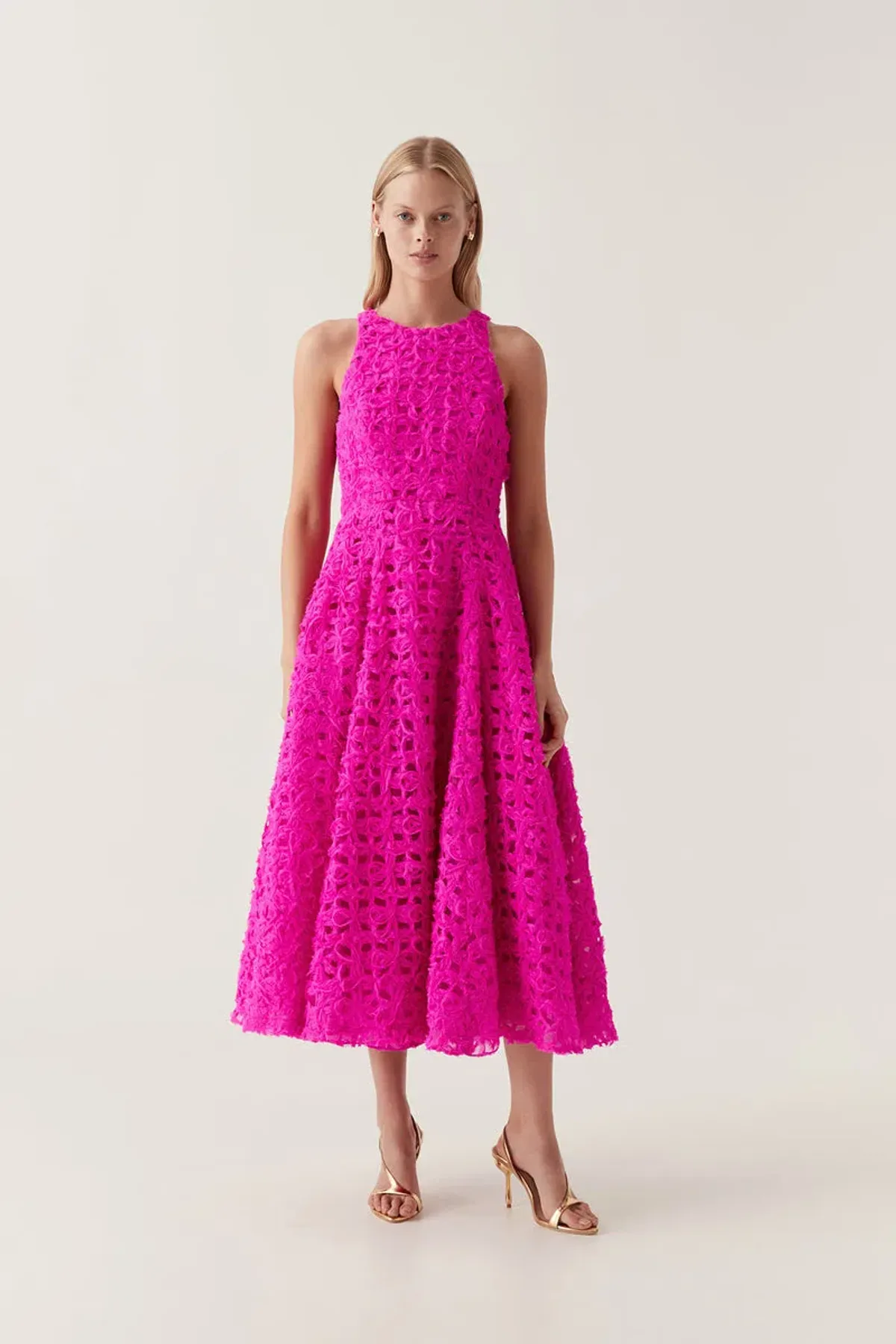 Aje Quintette Midi Dress Deep Magenta Size XXS / AU 4 - Image 1