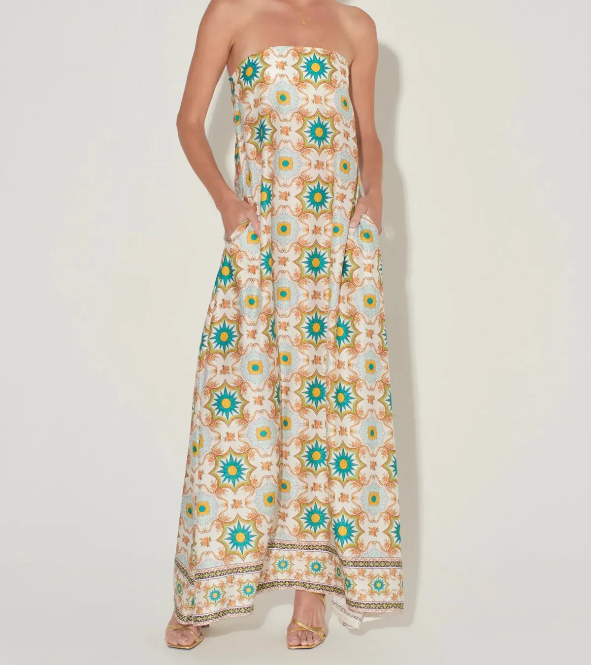 Hansen & Gretel Ikaria Maxi Dress Mosaic Print Size XS / AU 6 - Image 3