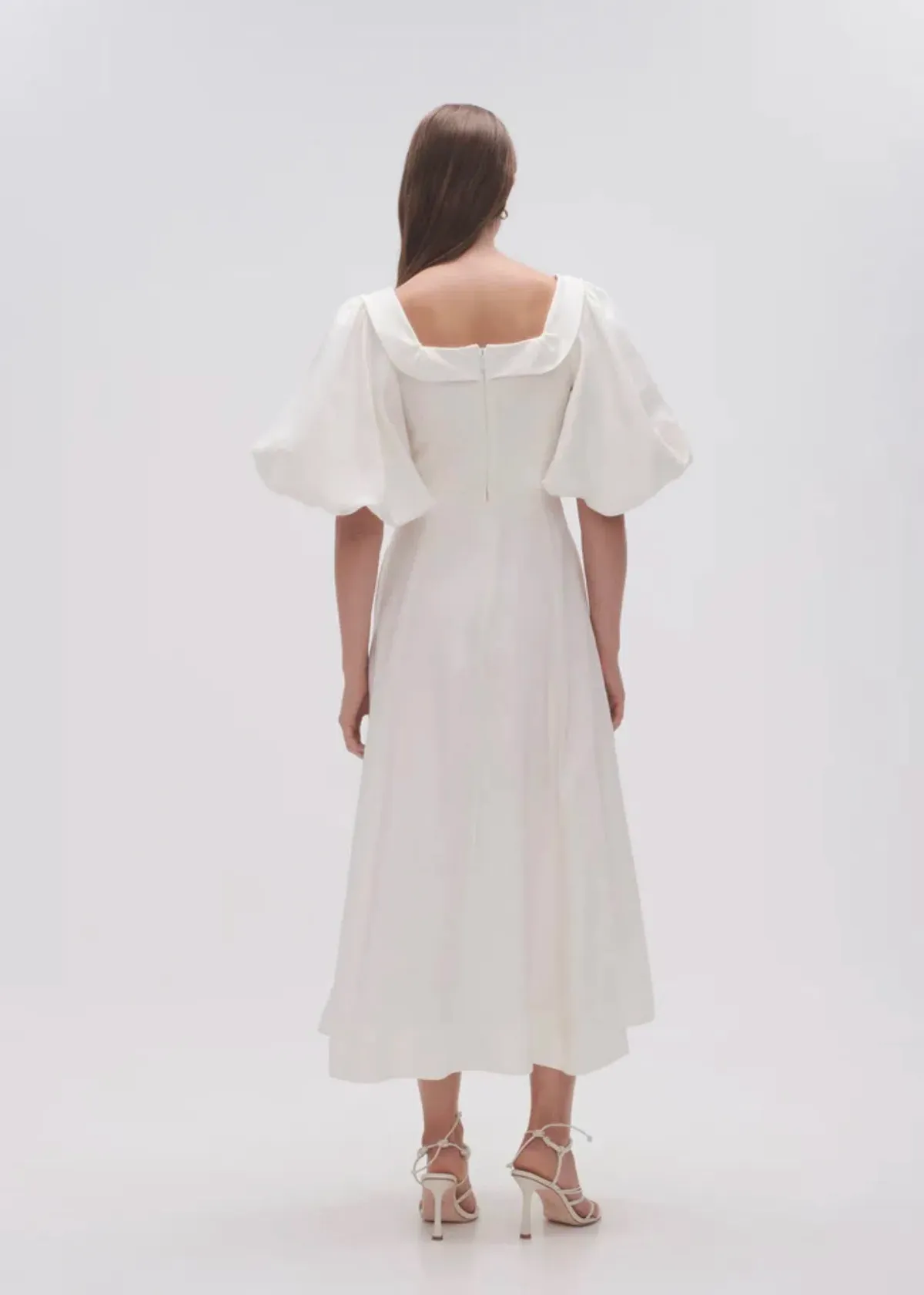 Aje Jessica Frill Midi Dress Ivory Size 10 - Image 4