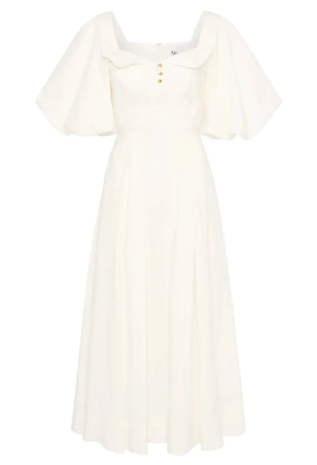 Aje Jessica Frill Midi Dress Ivory Size 10 for rent on The Volte - main image