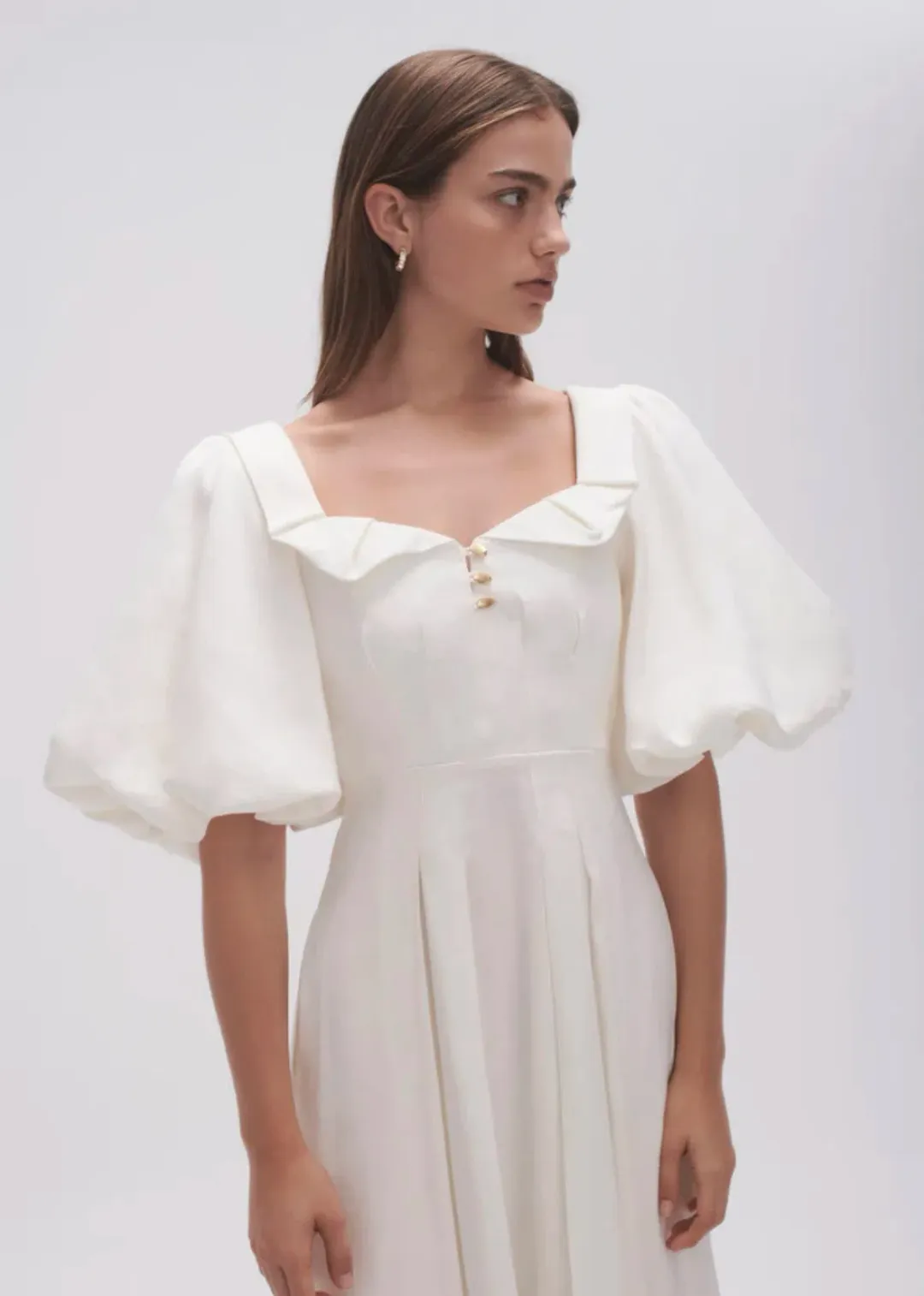 Aje Jessica Frill Midi Dress Ivory Size 10 for rent on The Volte - main image