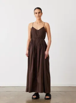 Joslin Lucia Organic Cotton Maxi Dress Chocolate Brown Size 10 for rent on The Volte - image 4