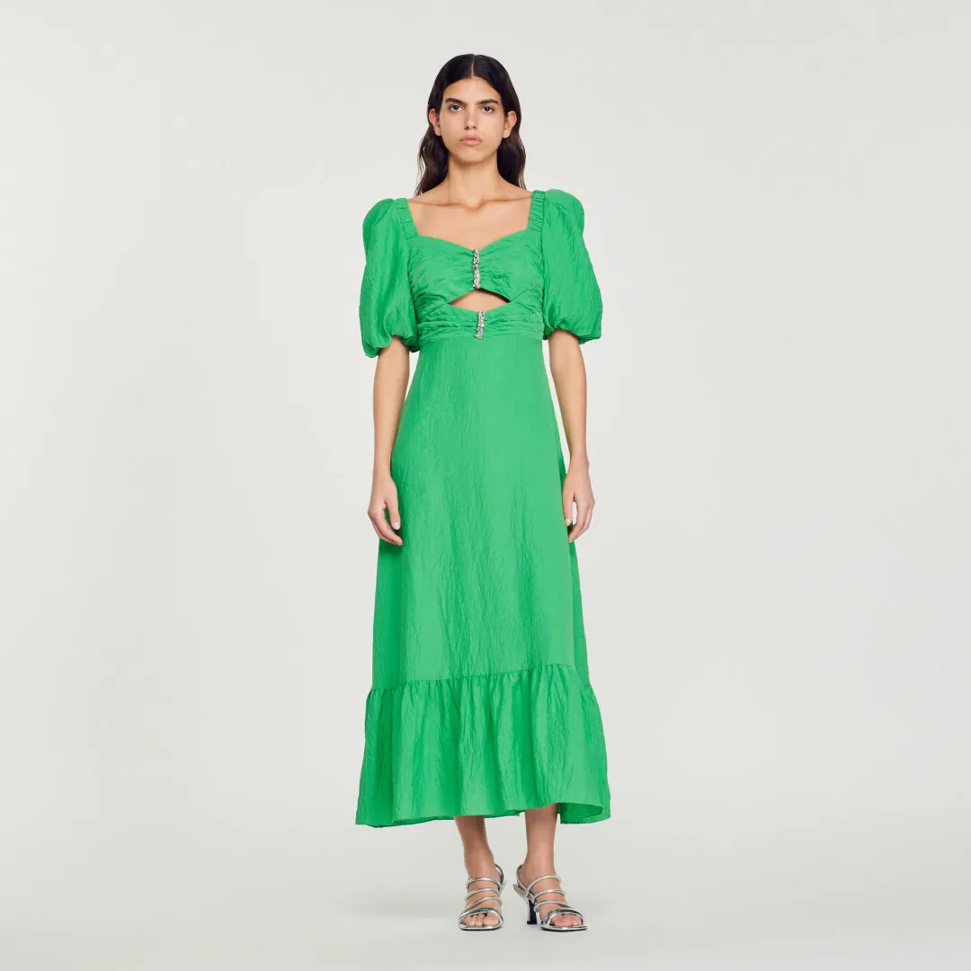 Sandro Falbala Midi Dress Green Size 10 for rent on The Volte - main image