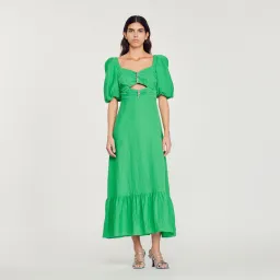 Sandro Falbala Midi Dress Green Size 10 for rent on The Volte - image 1