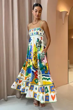 Alemais Soleil Sundress in Multi/Ivory Size 14 for rent on The Volte - image 2