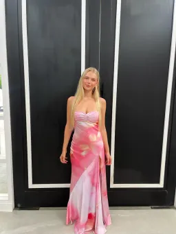 HNTR Gaia Gown Pink Multi Size 8 for rent on The Volte - image 2