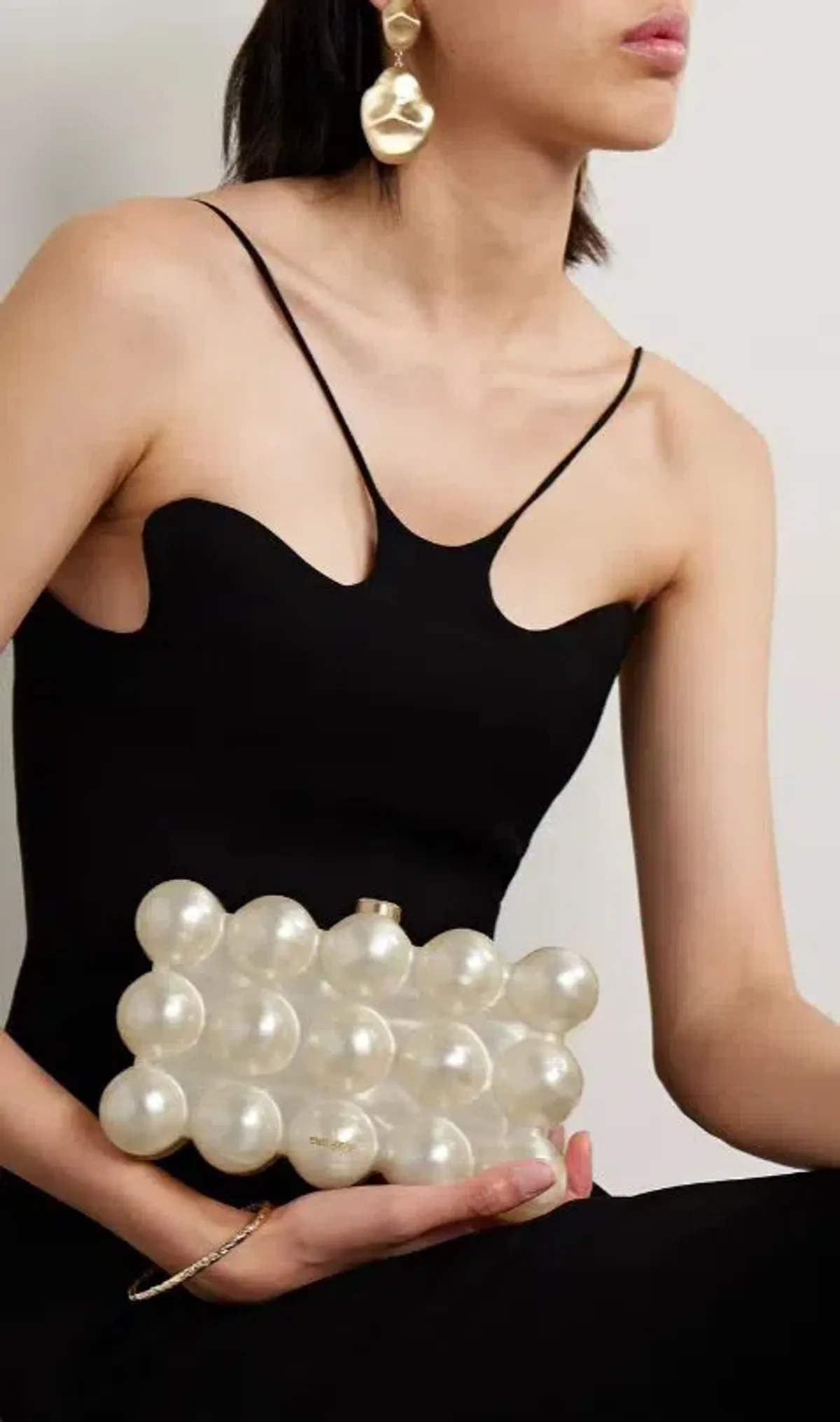 Cult Gaia The Bubble Acrylic Pearl Clutch Bag Cream White - Image 3