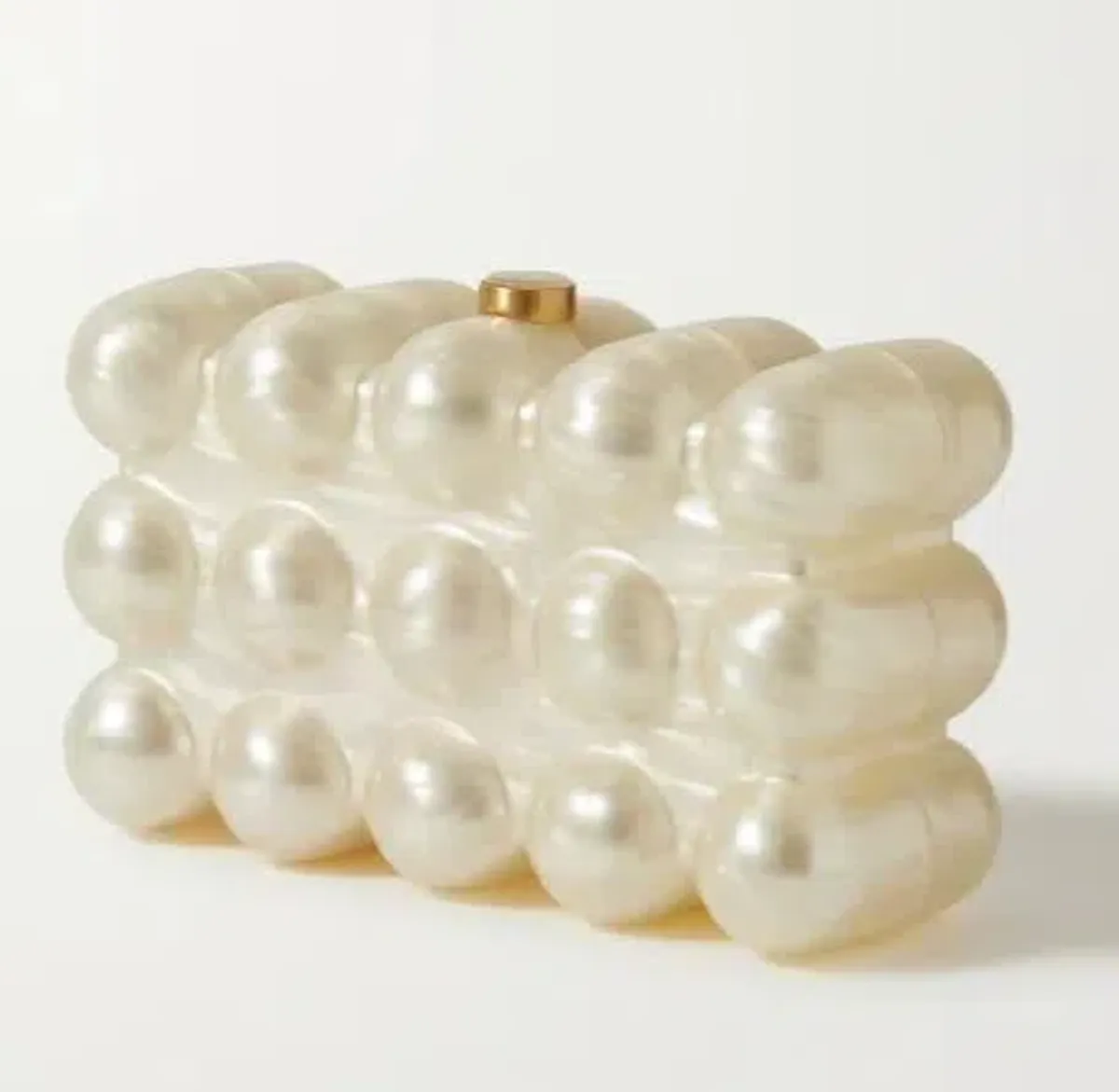 Cult Gaia The Bubble Acrylic Pearl Clutch Bag Cream White - Image 2