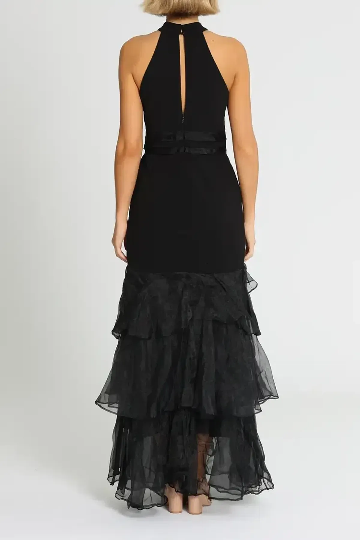 Montique Caprice Halter Gown in Black Size 12 - Image 3