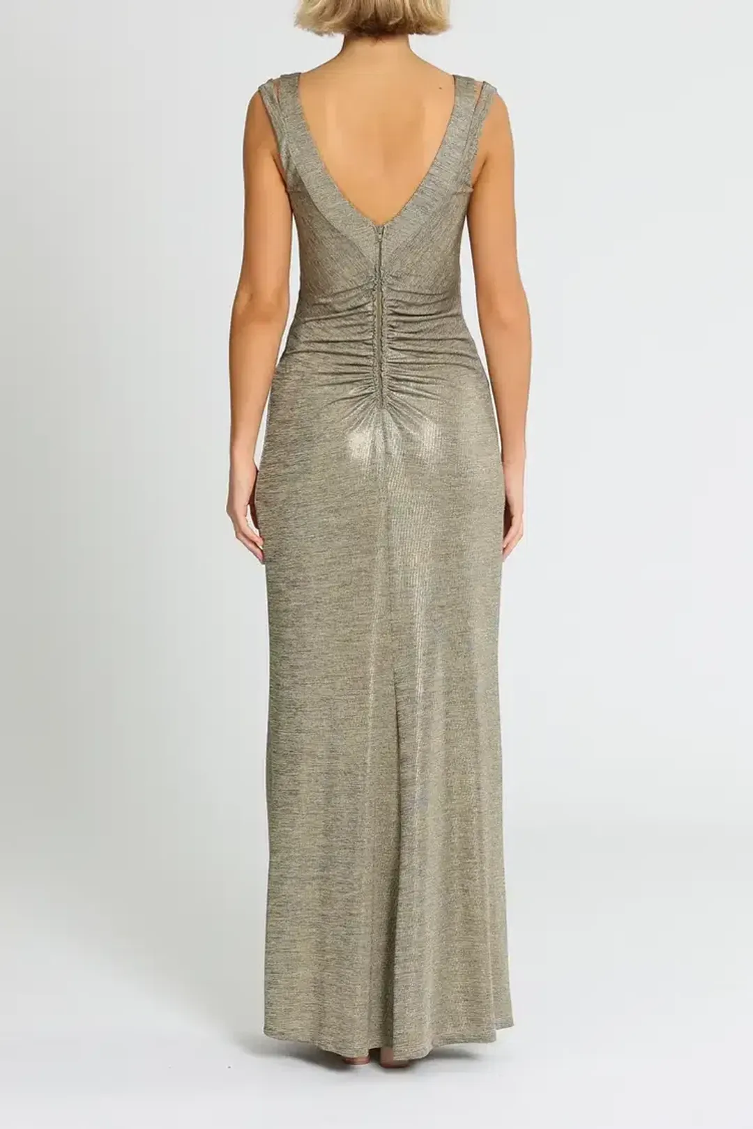 Montique Milani Metallic Gown in Gold Size 12 for rent on The Volte - main image