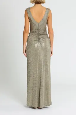 Montique Milani Metallic Gown in Gold Size 12 for rent on The Volte - image 3