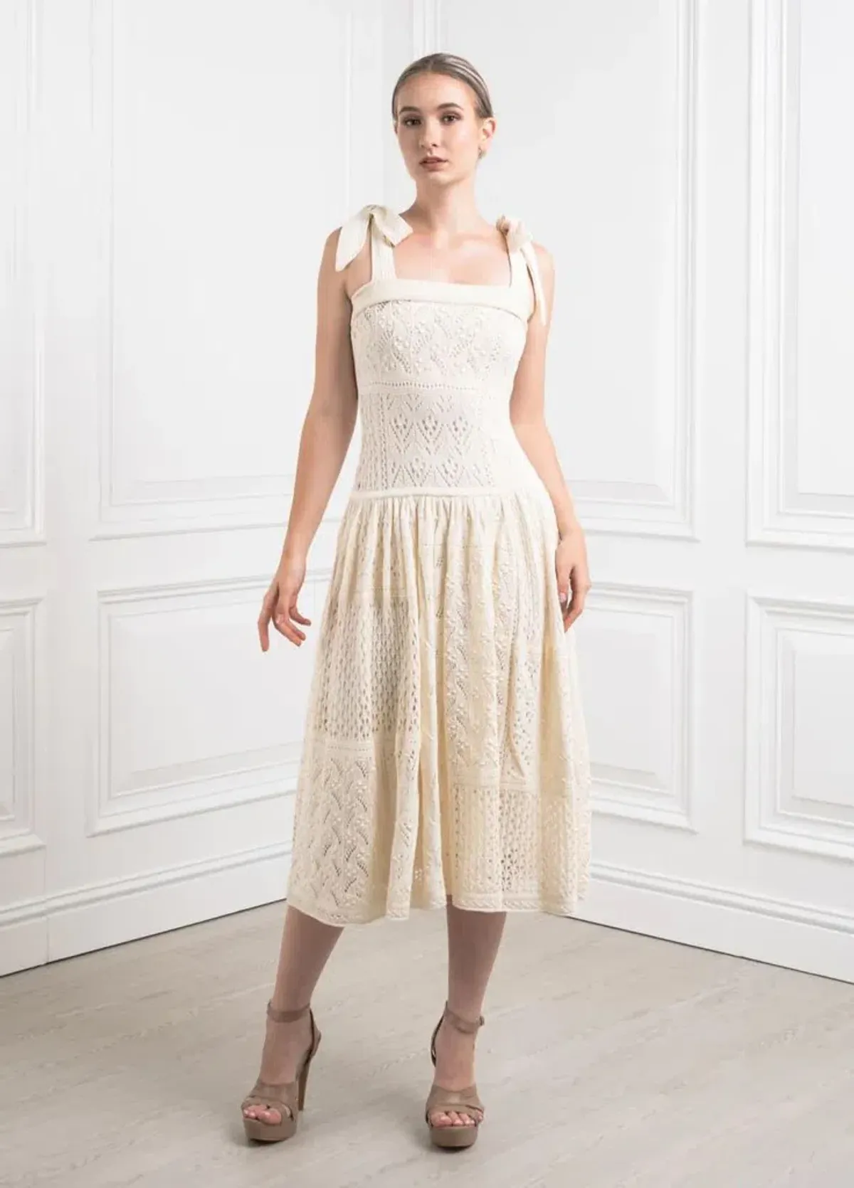 Zimmermann Anneke Patchwork Dress Cream/White Size 0 / AU 8 - Image 1