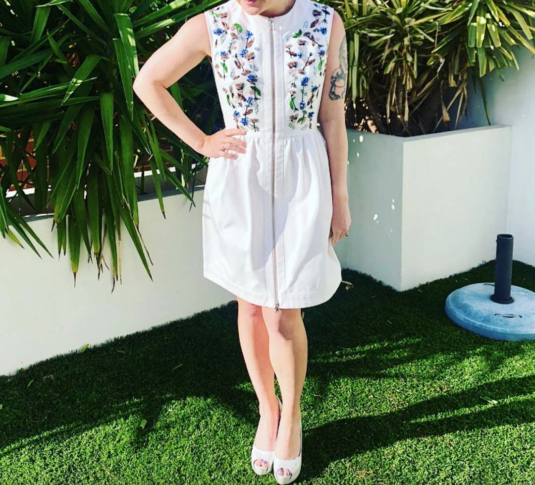 Christian Dior Sleeveless Mini Dress Cream Size 8 for rent on The Volte - main image